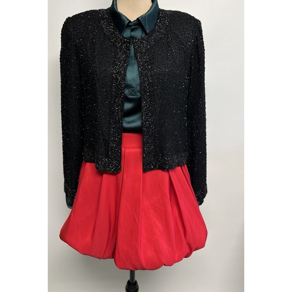 Retro Cherry Red‎ Bubble Hem Mini Skirt XS Skater Holiday Party MOD Preppy NWT